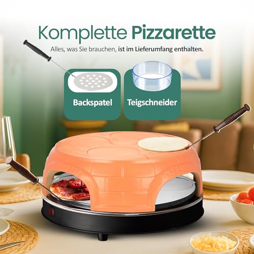 Foto von Emerio Pizzaofen, PIZZARETTE das Original, handgemachte Terracotta Tonhaube, neues PRE-BAKE Design, für Mini-Pizza, echter Familien-Spaß für 4 Personen, PO-115847.1