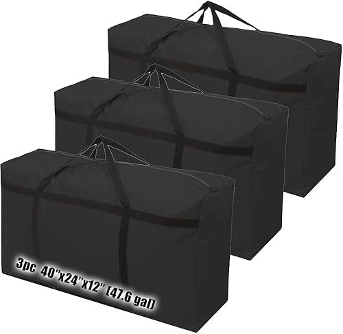 Miniatura 8 de 3 paquetes de bolsas de almacenamiento resistentes de 9.25 galones con asa fuerte, bolsas de viaje para ropa de viaje, viajes, campamento,