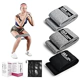 Non-Slip Hip Resistance Bands for Working Out - Fabric Elastic Exercise Bands Strength Training, Physical Therapy, Pilates & Yoga - Booty Workout Bands for Women/Men Legs & Thigh Glutes (Black)