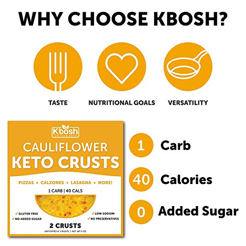 Kbosh Cauliflower Keto Pizza Crusts - Only 1 Carb - Delicious Cauliflower Keto Friendly Foods - Gluten Free, Sugar Free, Low Carb Snacks (14 Crust Cauliflower) #TOP3