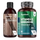 Vitamin E Weichkapseln 400 IE + Bockshornkleeöl 100 ml - Vegan & Glutenfrei - Vit E Öl...