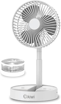 Kiwi Kfan-7608 Şarjlı Beyaz Katlanılabilir Mini Fan Masa Üstü Vantilatörü Usb Soğutucu Sessiz El Fanı