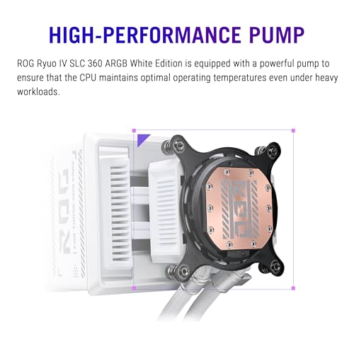 Image of ASUS ROG RYUO IV SLC 360 ARGB White Edition All-in-one CPU Liquid Cooler, Shortened tubing for Clean Aesthetic, Movable Curved 6.67-inch Display, 6 Year Warranty