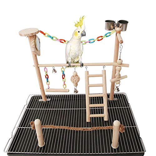 Adnikia Bird Cage Play Stand Toy Set, Bird Playground Gym Hanging Chewing Toys