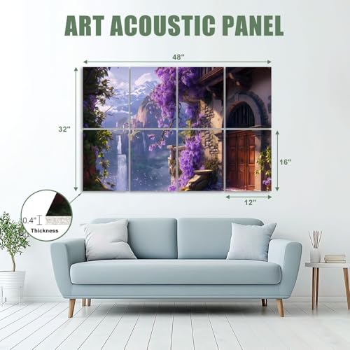 8 Pack Paneles Acústicos Artísticos Aislantes de Sonido Castillo Soñador para Habitación Infantil, Paneles Decorativos Rosados Autoadhesivos para Estudios y Oficina 48"x32" miniatura 2