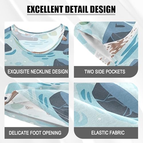 senya Otter on Pond Summer Pajamas Set Short Cotton Sleepwear 2 Piece4