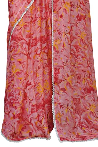 Image of MIRCHI FASHION Women's Chiffon Floral Printed Saree with Blouse Piece