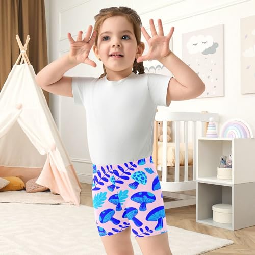 Mushroom Fall Leaves Pale Girls Bike Shorts Toddler Athletic Dance Under Skirts Dance Shorts for 4-10 Years,4T 5