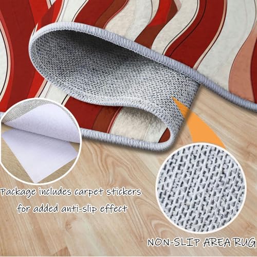 Tapis de salon doux et moelleux à lignes ondulées - 6