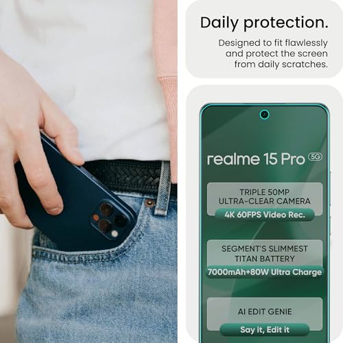 Image of ArmourPro Matte Screen Protector for Realme 15 Pro, Premium Ultra Thin TPU Front Membrane Guard, Anti-Glare, Bubble-Free, Edge to Edge Coverage, Fingerprint Friendly | 1 Pack