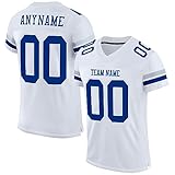 Generic Custom White Royal Blue Football Jersey Personalized Team Name Number Practice Jerseys, Customized Football Shirt for Men Women Youth Kids