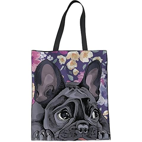 UNICEU French Bulldog Canvas Tote Bag Reusable Grocery Bags Shopping Tote Handbag Fashion Canvas Bag Cover