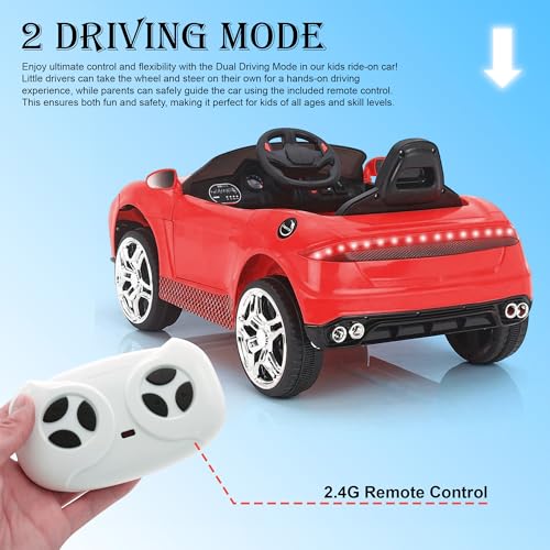 Image of Little Rides Battery Operated Car for Kids, Ride on Toy Car with Music & Light | Baby Big Jeep Rechargeable Battery | Kids to Drive 1 to 5 Years Boy Girl (Red)