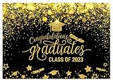 Avezano Graduation Backdrop 2023 for Photography Black and Golden Glitter Bokeh Congrats Grad Party