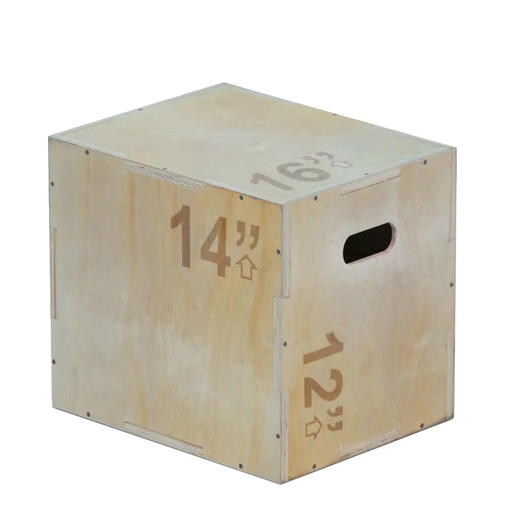 Wooden Plyo Box - Heavy Duty Wood Plyometric Jump Box for Crossfit, Conditioning & Exercise Step Training, Multi-Height 3-in-1 Gym Step Up Box Platform (XS - 12″ × 14″ × 16″) — image 1