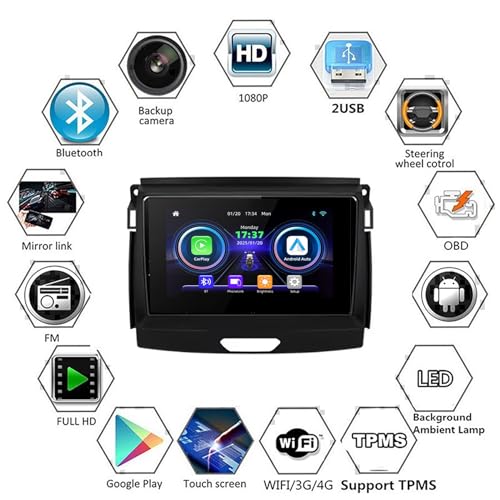 Autoradio Android Ford Ranger 2015-2020 équipé de GPS de navigation TrailMax - 7