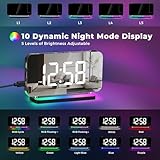 U-picks Digital Alarm Clock,Alarm Clock with Projection,7.4"LED Mirror Clock with 180°Rotating Projector,11 RGB Color Digital Display,10 Color Night Light,5 Level Volume Table Clock For Children,Girls - Image 4