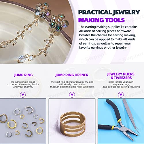 Kit fabrication boucles d'oreilles Swpeet 3053 pièces pour ateliers bijoux DIY - 4