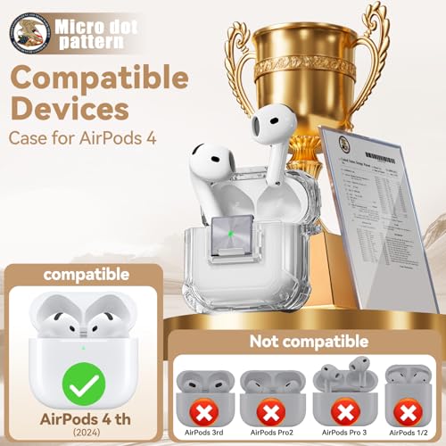 Image of for Airpods 4 Case with Safety Lock,Clear Case Soft TPU Shock-Proof Protective Cover with Cute Bling Keychain and Cleaner kit for Women Girls-Clear Black