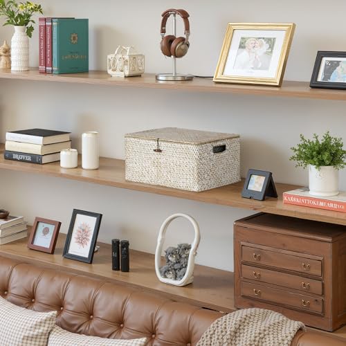 Image of StorageWorks Wicker Basket with Lid, Storage Baskets with Lids, White | Woven Baskets with Lids for Shelves, Wicker Storage Baskets with Lids, Lidded Baskets for Organizing, Large, 1 Pack