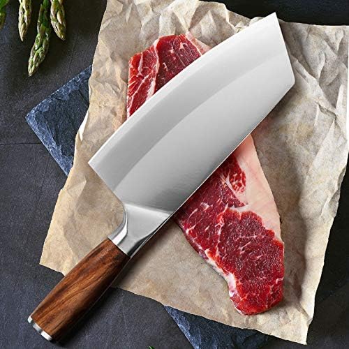 MAYiT Meat Cleaver Knife, 8inch Kitchen Knife Stainless Steel Meat Chopping Cleaver Slicing Vegetables Chinese Chef Knife