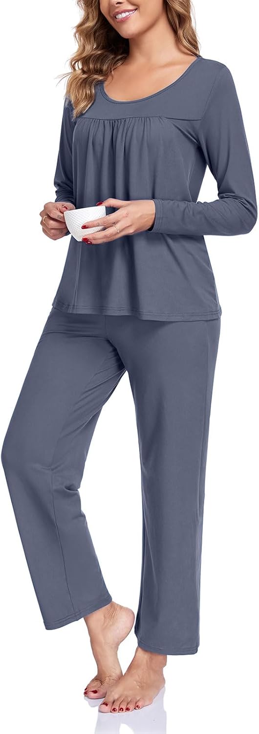Pajama Sets for Women, Fall Long Sleeve 2 Piece Lounge Sleepwear Ladies Pjs Set with Pockets - Image 2