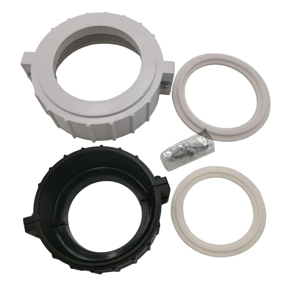 KiraKira Zestaw 2 nakrętek do podgrzewaczy z pierścieniami uszczelniającymi HydroQuip Spa Builders, średnica wewnętrzna 5,8 cm, zestaw naprawczy ABS