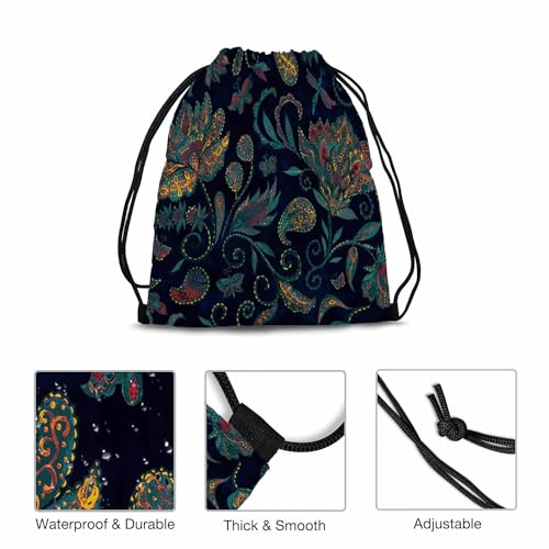 Floral Pattern Drawstring Bags Sports Bag Paisley Watercolor Flowers Flores Tulips Leaves Draw String Back Bag Men Women Adults 14x16.9 Inch - Image 6