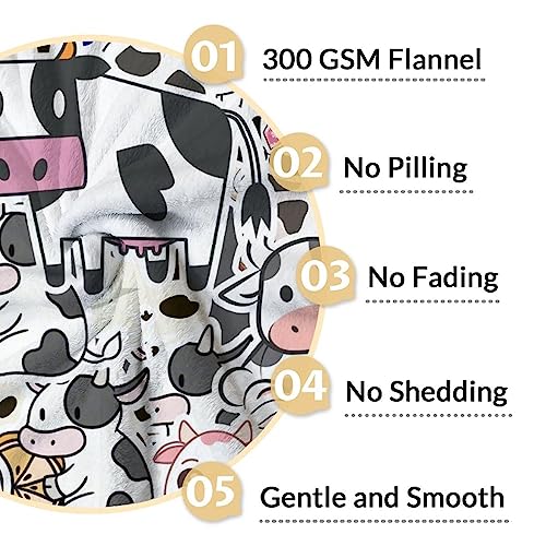 Mercuryelf Cow Throw Blanket - Soft, Fuzzy & Warm - 30x40 Inches Small Blankets for Lap, Crib - Cute Throws Gift for Kids