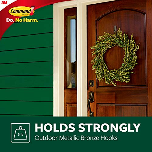 Command Outdoor Large Hooks, Bronze, Holds Up To 5 Lbs, 3-Hooks, 4-Strips, Decorate Damage-Free & Large Modern Reflections Metal Hook, Oil Rubbed Bronze, 1-Hook, 2-Strips, Decorate Damage-Free #TOP3