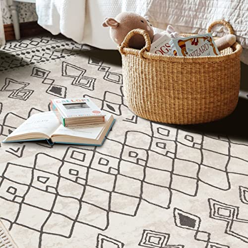 Alfombras de pasillo 150x210cm beige de microfibra lavable suave 4