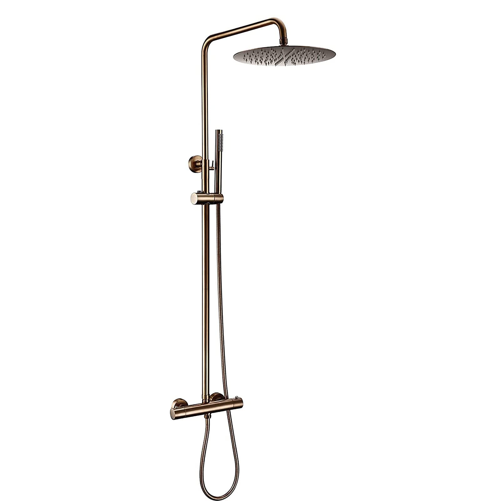 AYCDL Thermostatic Shower System, 10Inch Rainfall Shower Head with Handheld Shower Sprayer, Wall Mounted Single Handle Shower Faucet Set,Rose Gold,Rose Gold,Rose Gold
