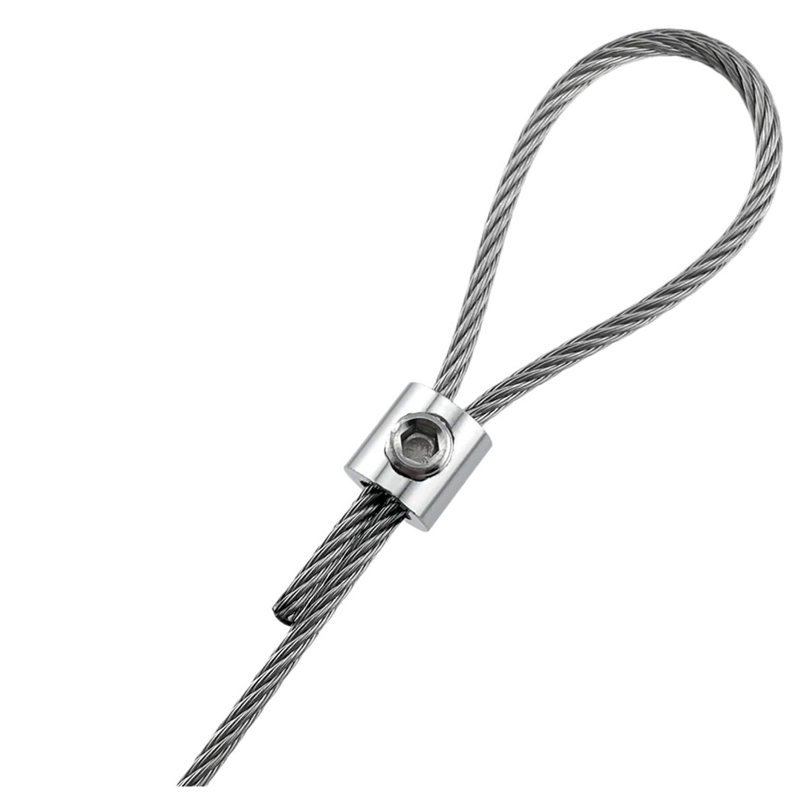 Wudcw One Color 10Pcs For 2Mm Wire Rope Clamp Stainless Steel Cable Copper Metal Suspension Clips Adjustable Screw Fixing Hardware Accessories