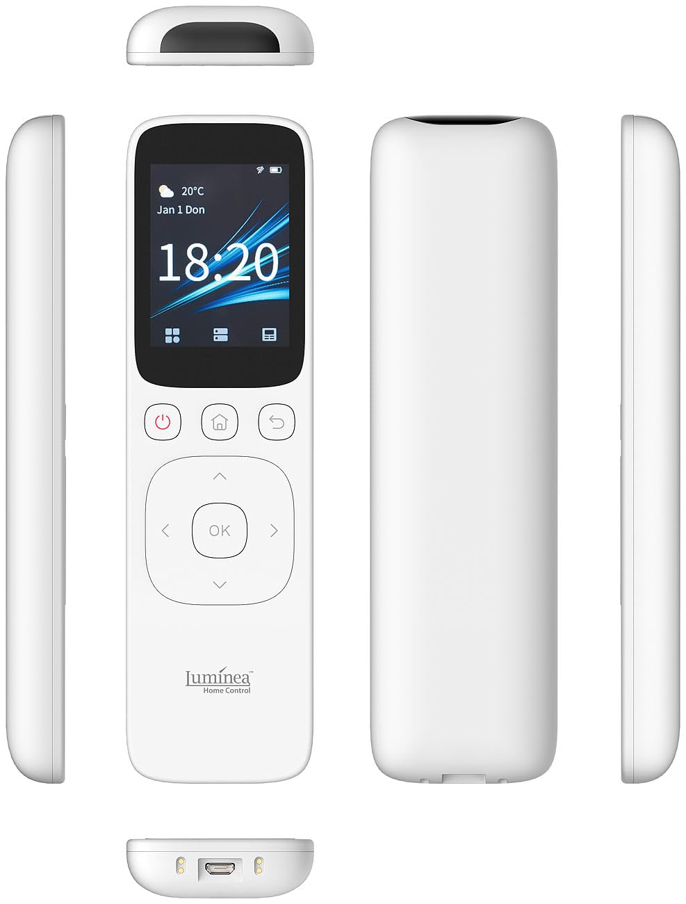 Luminea Home Control Smart Home Fernbedienung: 2in1-WLAN- und IR-Touch-Fernbedienung für ELESION-Szenen, Hifi & Co. (Universal Touch, Programmierbare, Sat)