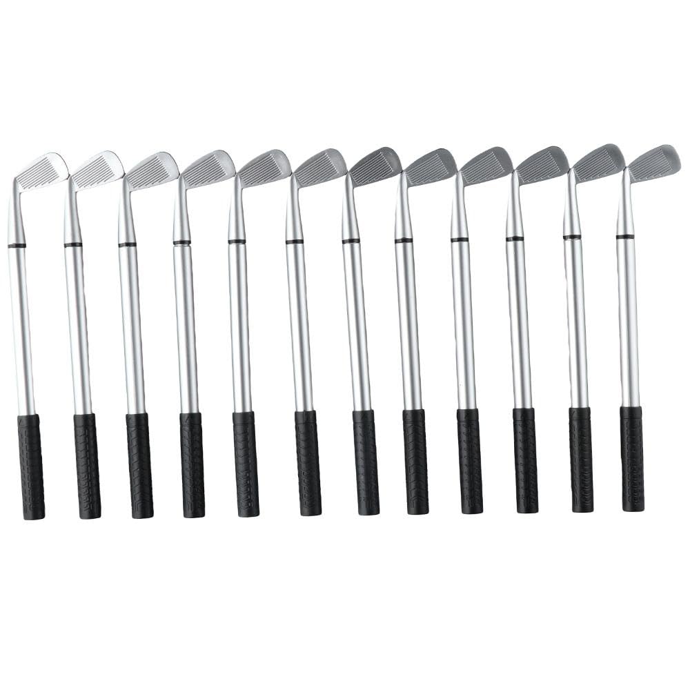 Risedot 12-Piece Golf Ballpoint Pen Set, Modern Silver Gray, Ambidextrous, HB, Not Water Resistant, Gift for Golfers Office Supply