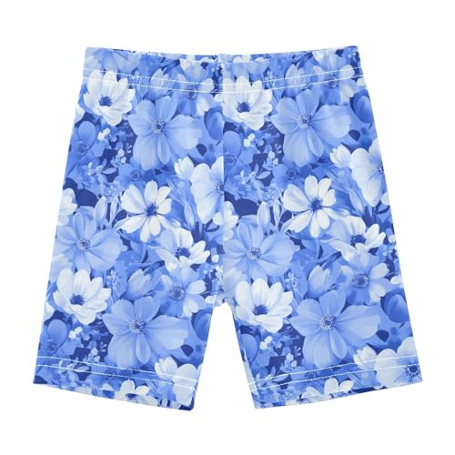 Sletend Blue Floral Soft Cotton Girls' Shorts Lightweight Elastic Waist Shorts for Summer Fun Ideal for Layering or Daily Outfits Available in 4T to 10Y