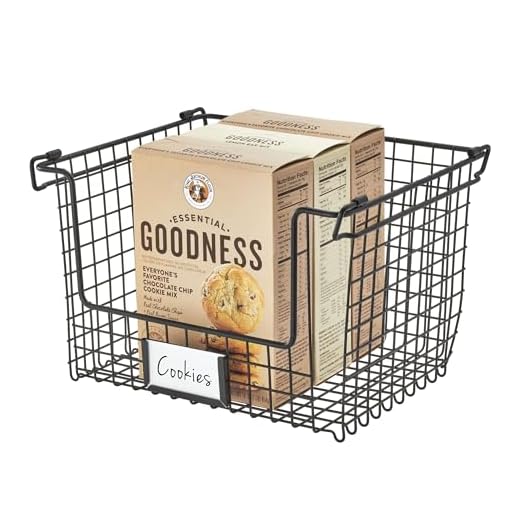 iDesign Caja organizadora, cesta de metal muy grande, apilable y con asas para guardar cosméticos o artículos de papelería, organizador para baño, cocina o despacho, negro