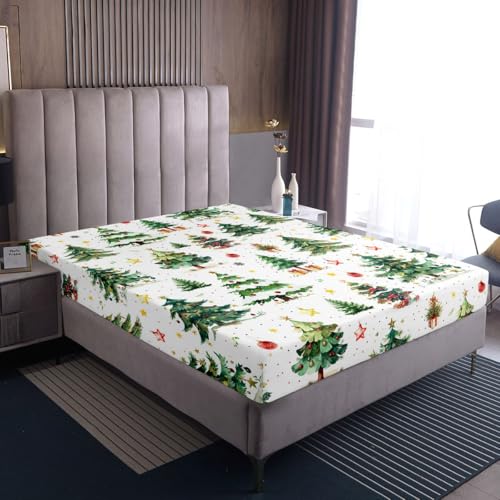 Homewish Aquarell Weihnachtsbaum Spannbetttuch 90x200cm Weihnachten...