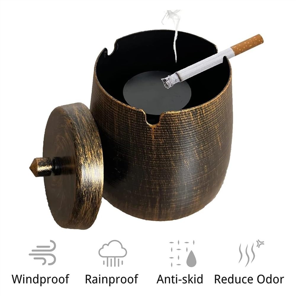 Ashtray Posacenere antivento pesante Posacenere da esterno in ferro Posacenere con coperchio Posacenere for uso interno o esterno Giardino Ufficio Casa(Small)