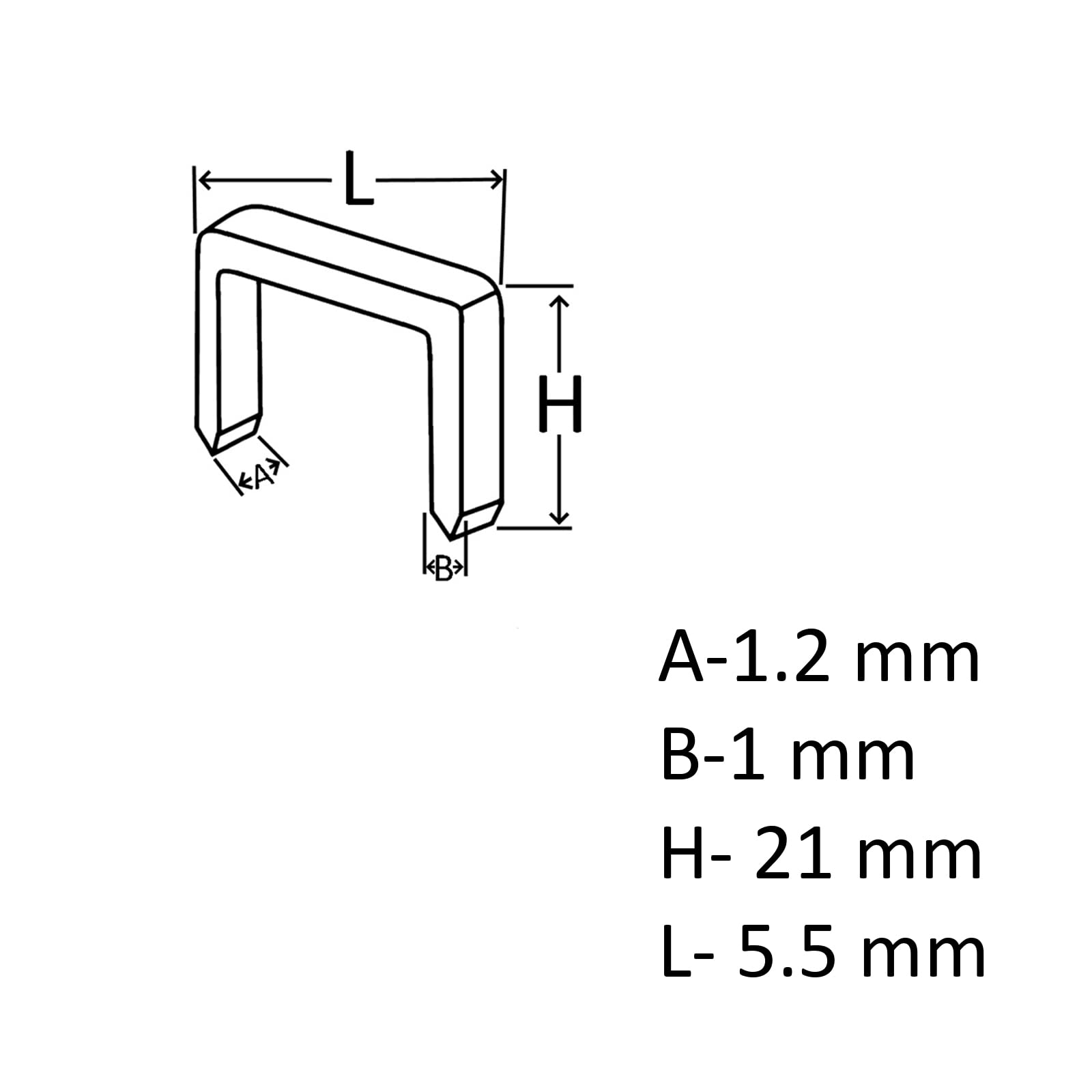 AERZETIX - C58790 - Set di 2200 graffette a corona stretta - 21x5.5x1mm - per spillatrice chiodatrice - accessorio di cucitrice tappezzeria falegnameria legno - in acciaio