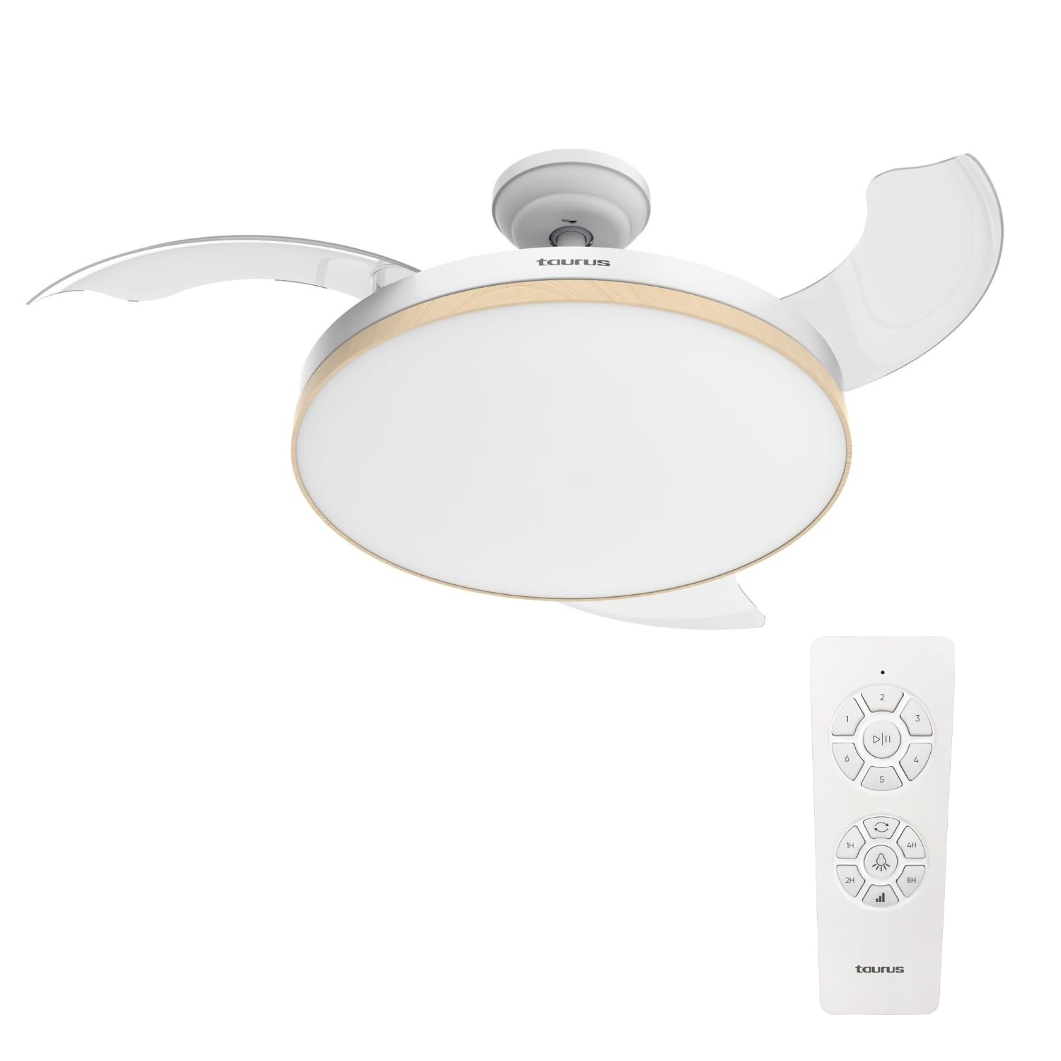 Taurus - Ventilador de Techo Retráctil Polar Invisible 40W | 6 Velocidades | 3 Aspas | Ø 106cm | Motor DC Ultra silencioso | Temporizador | Función Verano Invierno | Luz LED…