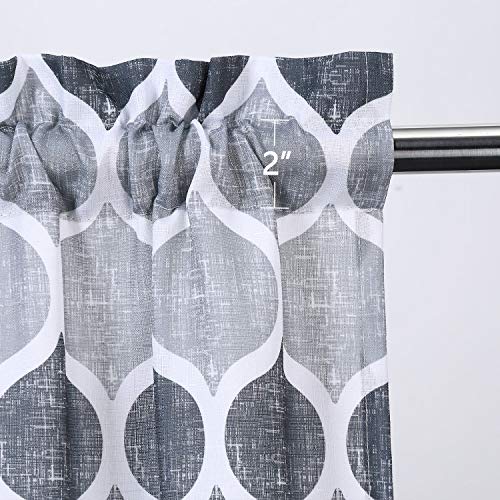 Caromio Valances For Kitchen, Geometric Moroccan Printed Short Kitchen Curtain Valances For Windows Cafe Bathroom Window Curtains, Grey #TOP1