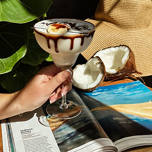 Pure Mora Margarita Glasses Set Of 4, 12 Oz Modern Bar Glass For Martini, Frozen Daiquiri, Tropical Summer Parties - Classic Coupe Cocktail Drinkware, Great Gift For Mixologists, Hand Blown Crystal #TOP4