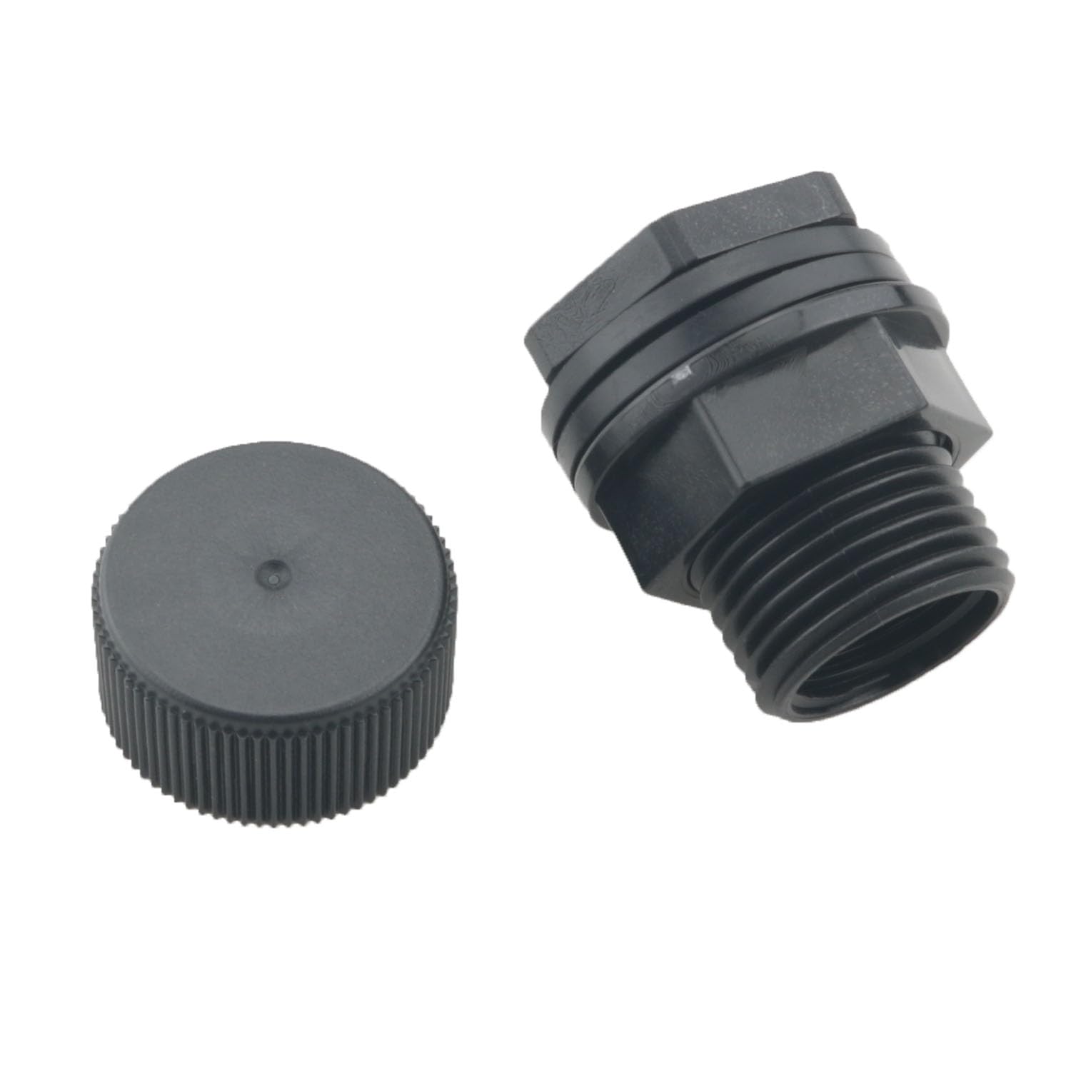 2 piezas de manguera de jardín de 3/4 GHT macho 1/2 NPT PVC hembra de doble rosca para barriles de lluvia, acuarios, tanques, bañeras, fregaderos, color negro