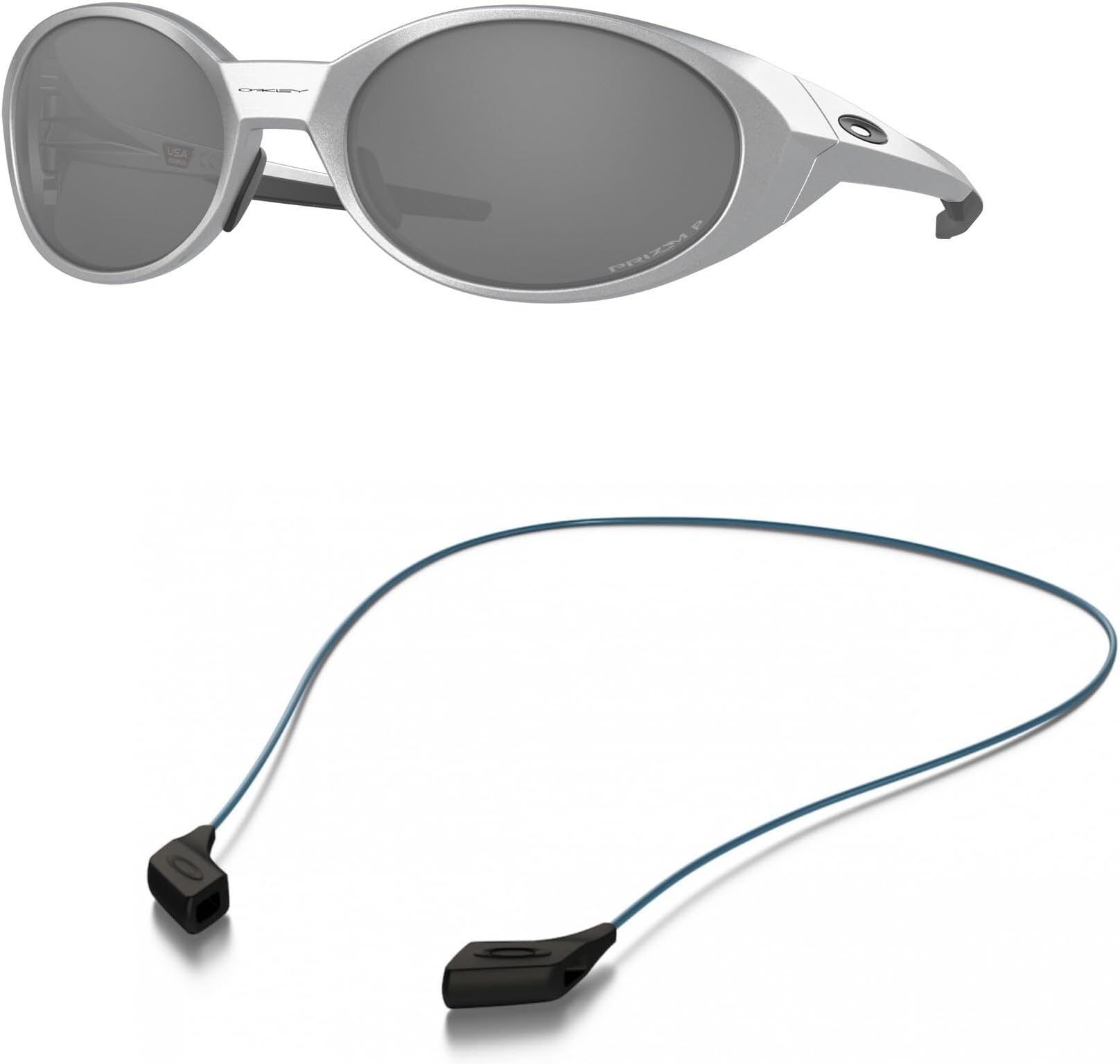 Oakley OO9438 Sunglasses Bundle: OO 9438 943805 Eyejacket Redux Silver Prizm B and Small Blue leash Accessory kit