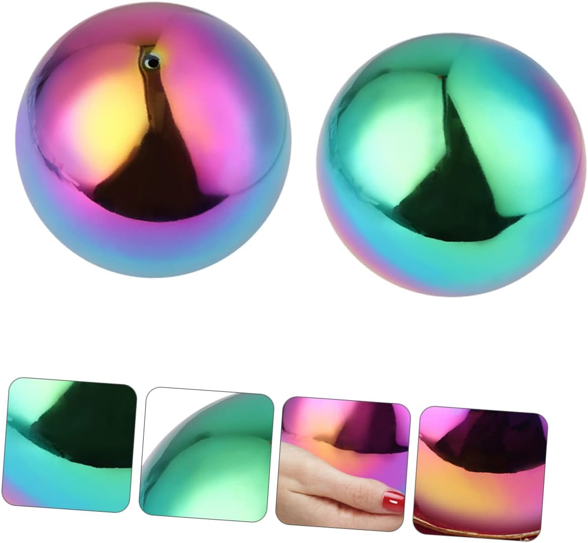 DULAI 4 pcs Polished Hollow Ball Rainbow Gazing mirros Floating Pond Balls Blue Gazing Ball Unbreakable Gazing Ball Gazing Mirror Garden Gazing Stainless Steel Decorations Reflective