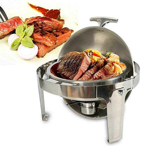 WYJW Edelstahl-Speisewärmer 6,8 l runder Roll-Top-Speisenwärmer Buffetschale Speisewärmer Speisewärmer Wärmebehälter… – Bild 3