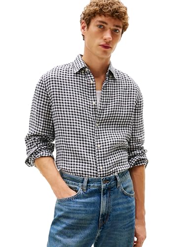 Image of Tommy Hilfiger Men's Long Sleeve Casual Linen Button Down Shirts in Regular Fit