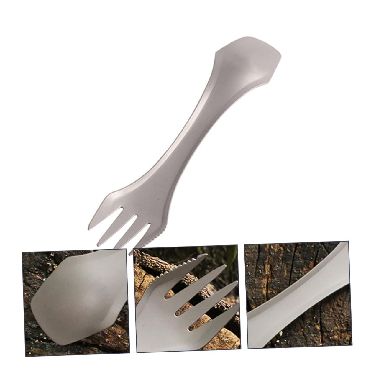 Abaodam 2 Pezzi Utensili Multifunzionali in Leggere e Resistenti per Escursioni Picnic in Inossidabile Design