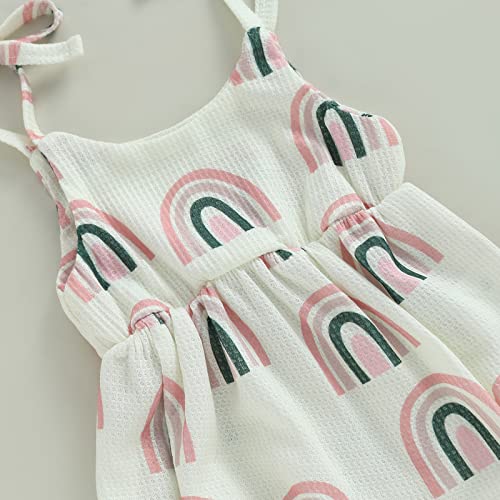 Kupretty Newborn Baby Girl Summer Clothes Sleeveless Strap Daisy Romper Bodysuit Jumpsuit Playsuits Cute Boho Outfit (Rainbow, 0-3 Months) #TOP2